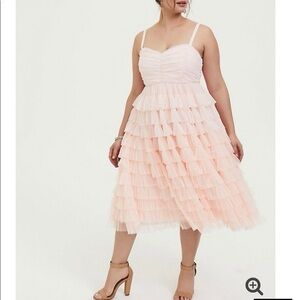 Torrid Pink Tulle Midi dress Size 22 ✨ Wedding Guest/ Bridal Shower/ Princess
